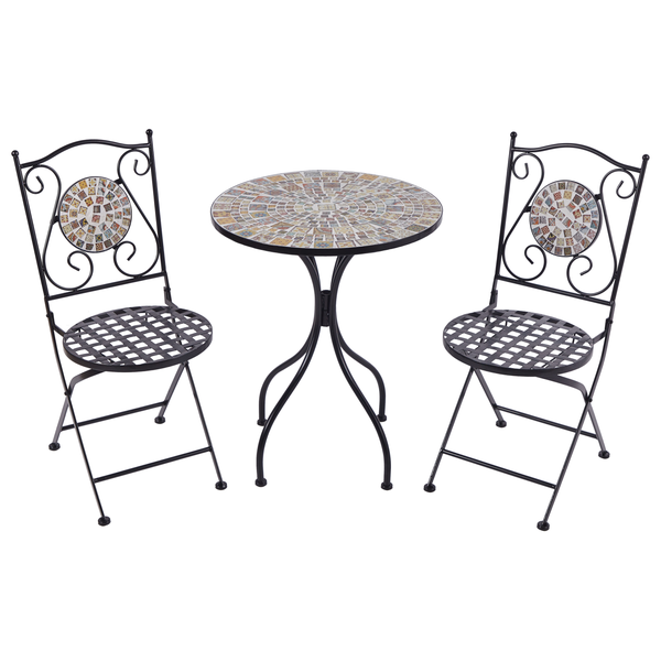 Bistro Set klappbar CASARIO Metall Schwarz