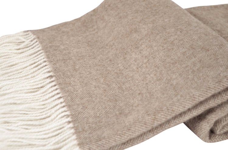 Decke Wohndecke Gartendecke Plaid 100 % Merinowolle 140 x 200 cm braun premium