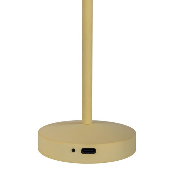 Detailansicht des Standfußes einer Lampe mit Ladeanschluss