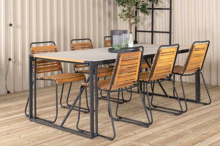Bois Gartenstuhl stapelbar Akazie, schwarz. 4er Set