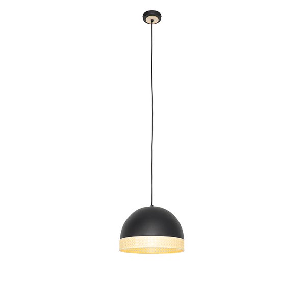 Orientalische Hängelampe schwarz mit Rattan 30 cm - Magna Rattan