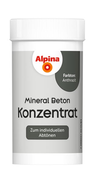 Alpina Mineral Beton Konzentrat im Farbton Anthrazit zum individuellen Abtönen in einer Dose mit Schraubverschluss.