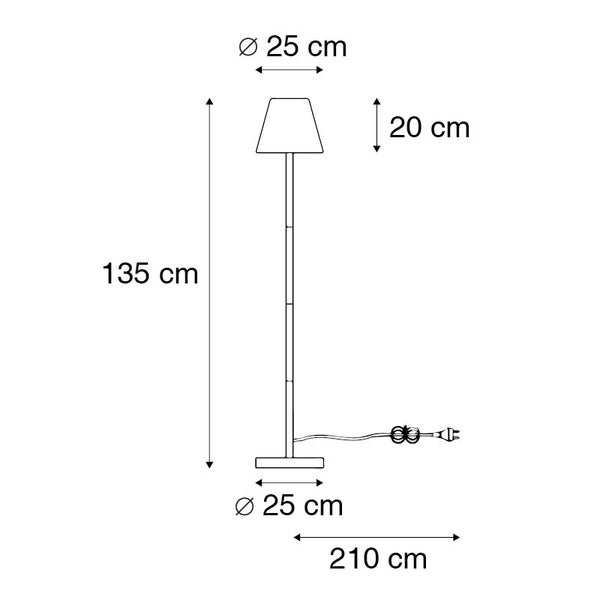 Außen Stehlampe schwarz mit weißem Schirm IP65 25 cm - Virginia
