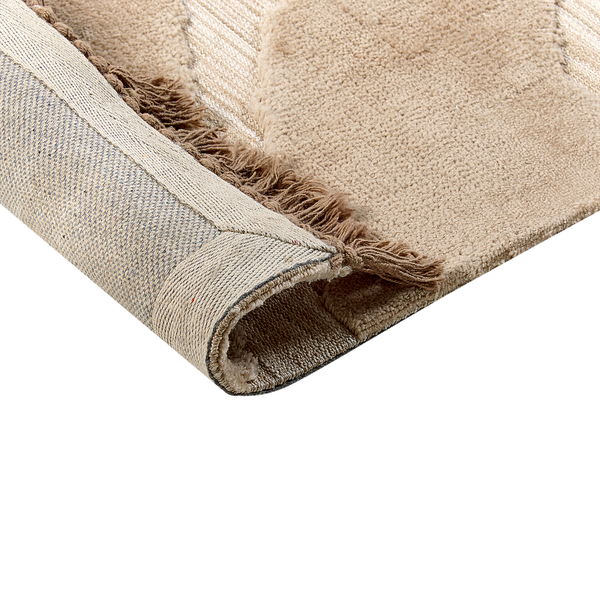 Teppich beige 160 x 230 cm mit Fransen Kurzflor SAZOO
