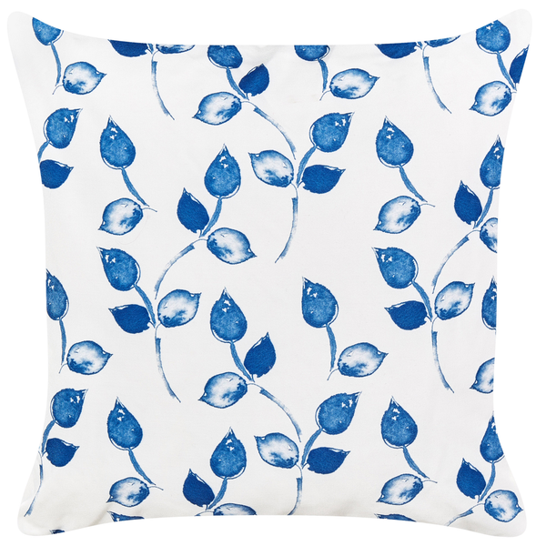 Gartenkissen 2er Set TORBORA Pflanzenmuster 45 x 45 cm Weiß Blau