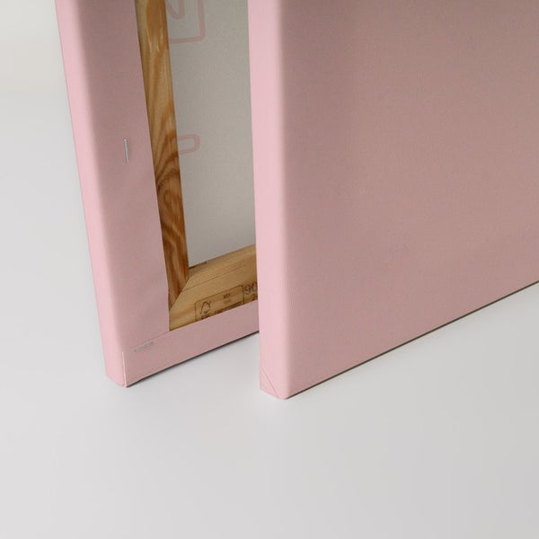 Nahaufnahme einer rosa Leinwand mit Holzrahmen