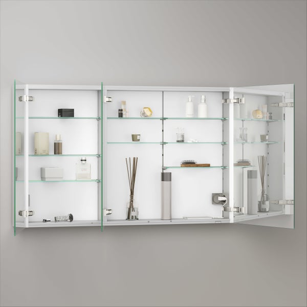 KEUCO Emma Badmöbel-Set 120 cm 3-teilig, mit Doppelwaschtisch, Unterbau und Spiegelschrank