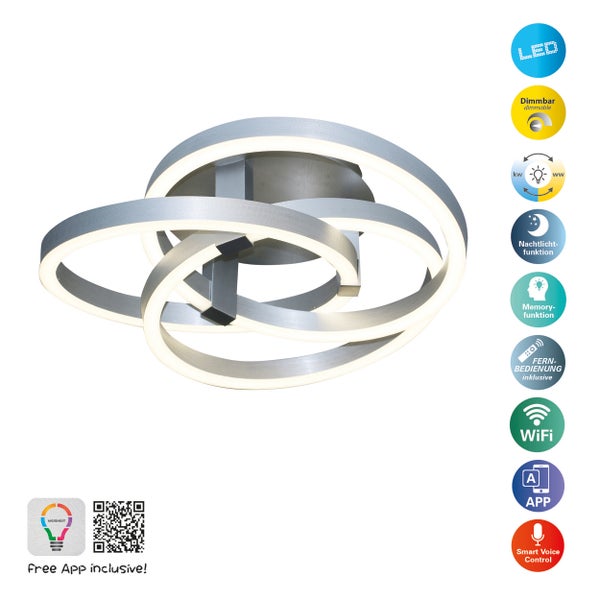 LED Deckenleuchte mit Dimmfunktion, Nachtlichtfunktion, Memory Funktion, inklusive Fernbedienung, WiFi und Smart Voice Control