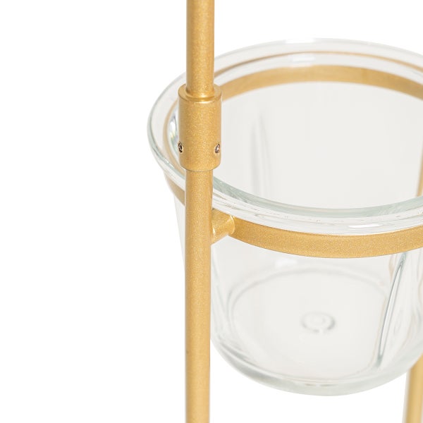 Art Deco Stehlampe Gold mit weißem Glas - Isabella