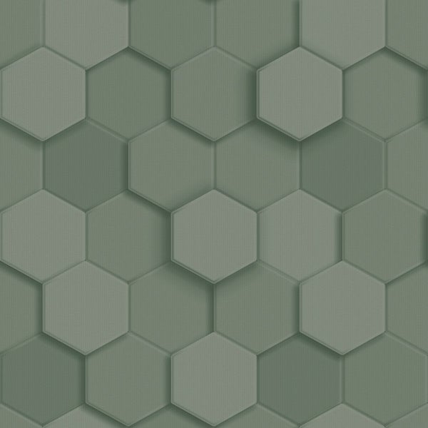 Origin Wallcoverings Tapete 3D Wabenmuster Graugrün - 53 cm x 10.05 m - 347851