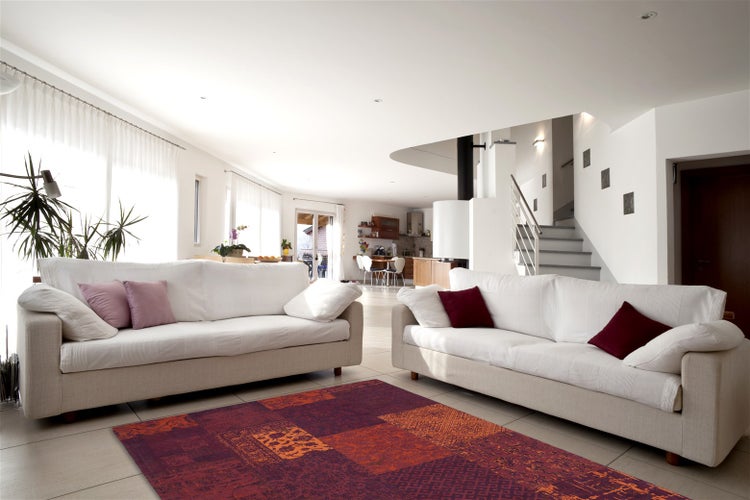 Flachflor Teppich Braulio Rot Retro-Design 80 x 150 cm