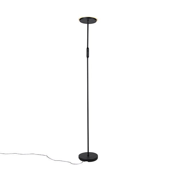 QAZQA - Design Moderne Stehlampe schwarz inkl. LED und Dimmer - Bumu Touch-funktion Dimmer I Dimmbar I Wohnzimmer I Schlafzimmer I Deckenfluter - Stahl Länglich - I (nicht austauschbare) LED