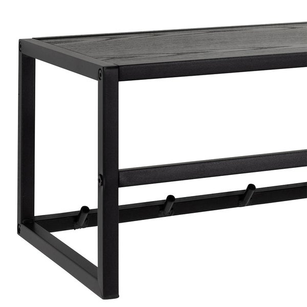 Seaford Wandgarderobe 1 Regal 7 Haken schwarz. 77 X 28 X 22 cm