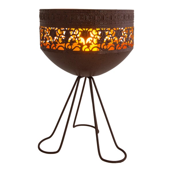 LED Deko-Solarleuchte mit Standfuß, 34,5 cm hoch für Außen,  aus rostfarbenem Metall und Kunststoff, fest verbaute LEDs