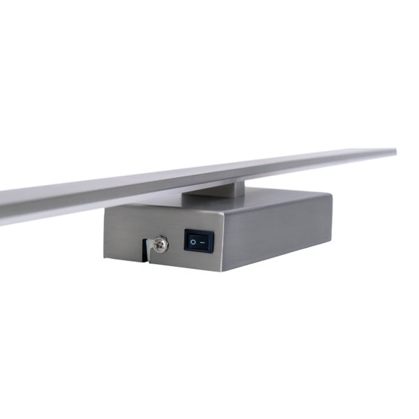 LED Wandleuchte TREVOR nickel matt,  Wandlampe aus Metall und Kunststoff in Nickel matt, mit fest verbauten LEDs, Wandbeleuchtung innen 62 x 10 x 4,5 cm
