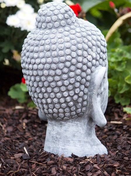 Buddha Kopf Gartenfigur aus Stein für den Außenbereich