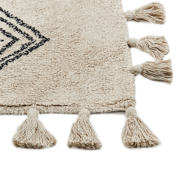 Teppich Baumwolle beige 80 x 150 cm geometrisches Muster Kurzflor BULCUK
