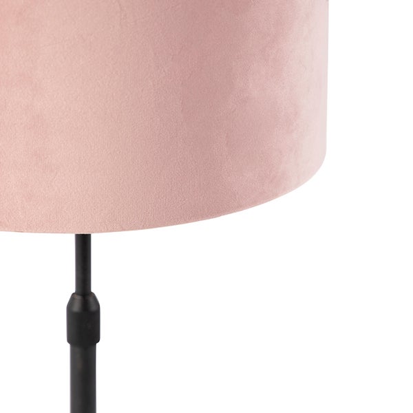 Tischlampe schwarz mit Veloursschirm rosa mit Gold 25 cm - Parte