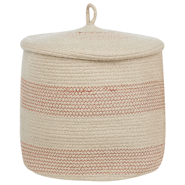 Geflochtener Korb mit Deckel und Tragegriff