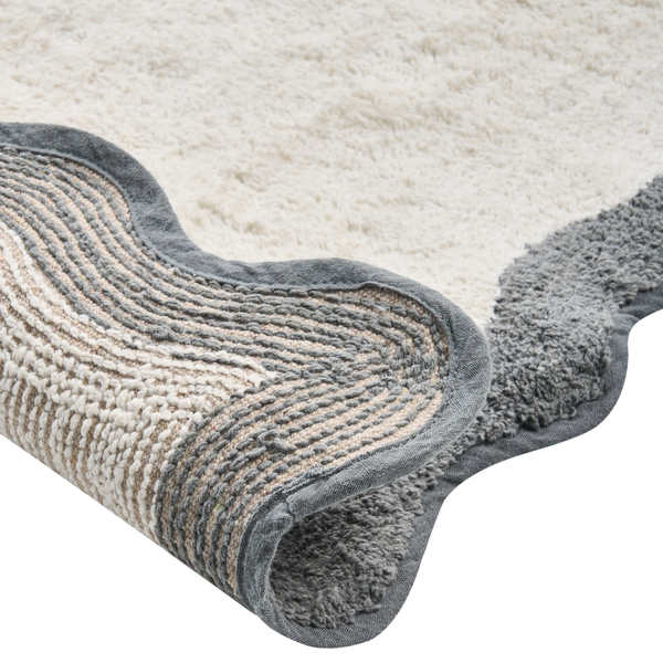 Detailansicht einer Badematte mit gewelltem Rand