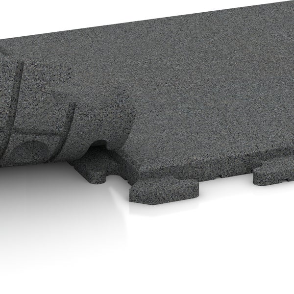 Graue Gummifliese mit Stecksystem für den Boden