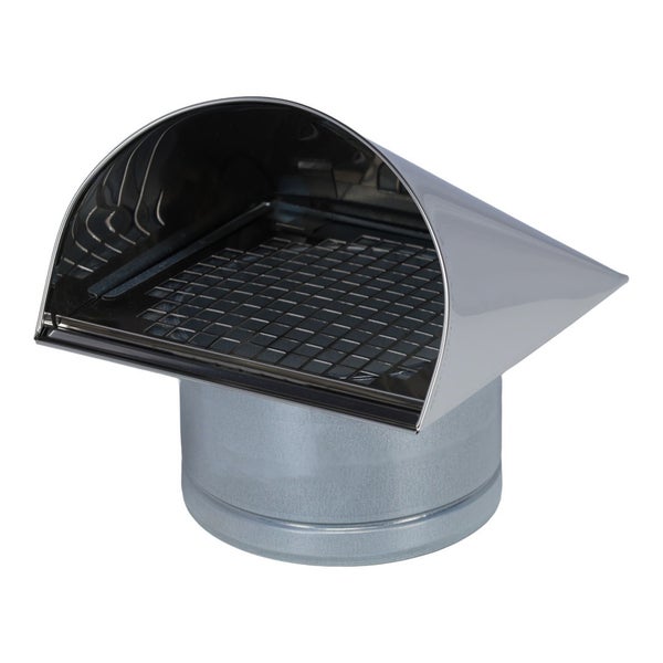 Wandhaube mit Gitter für Abluft in runder Bauform aus Metall