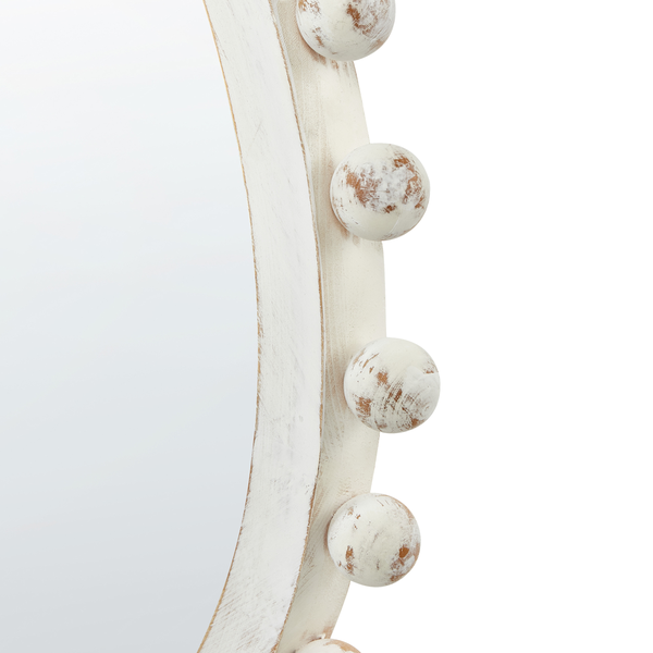 Wandspiegel Tannenholz cremeweiß Antik-Optik rund ⌀ 71 cm TAZILLY