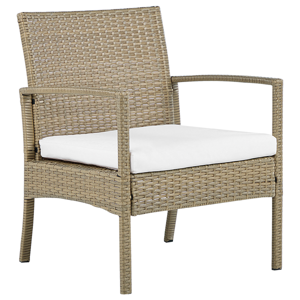 Gartensessel aus Rattan mit Armlehnen und Sitzkissen