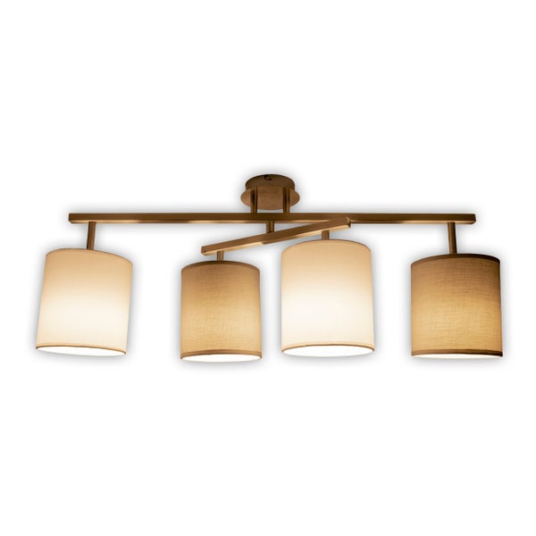 4er Deckenleuchte TILDE, klassische Deckenlampe aus Metall und Textil in Grau mit E27-Fassung, 82 cm lang, die Schirme sind verstellbar, ideal für Wohnzimmer, Esszimmer und Schlafzimmer