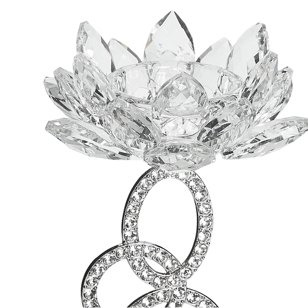 Dekorative Lotusblume aus Glas mit Metallfuß