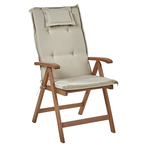 Set mit 6 Stühlen und Sitzkissen AMANTEA Akazienholz Taupe