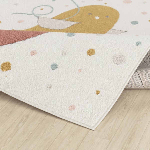 Teppich für Kinder Vögel Gelb/Blau/Braun 120x170 cm PIOUPIOU