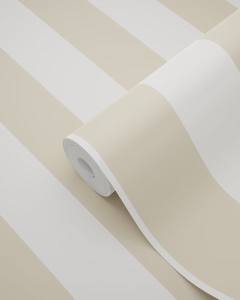 ESTAhome Tapete Streifen Weiß und Hellbeige - 53 cm x 10.05 m - 139913
