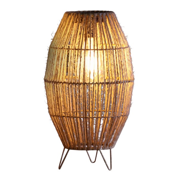 LED Solarleuchte Korbinian für Garten und Terrasse, Außendeko aus Metall, Kunststoff und Jute in natur, fest verbaute LEDs, Solar Lampe für den Garten 34 x 19,58 cm