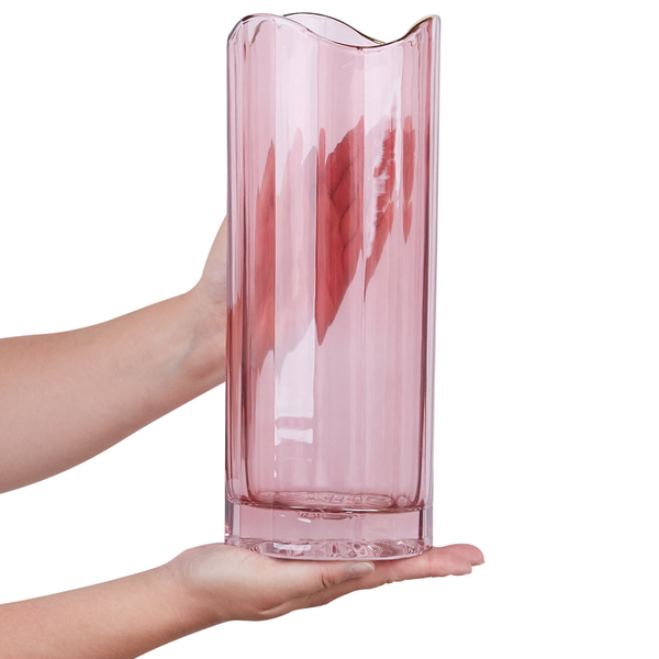 Blumenvase PERDIKI Glas 30 cm Rosa