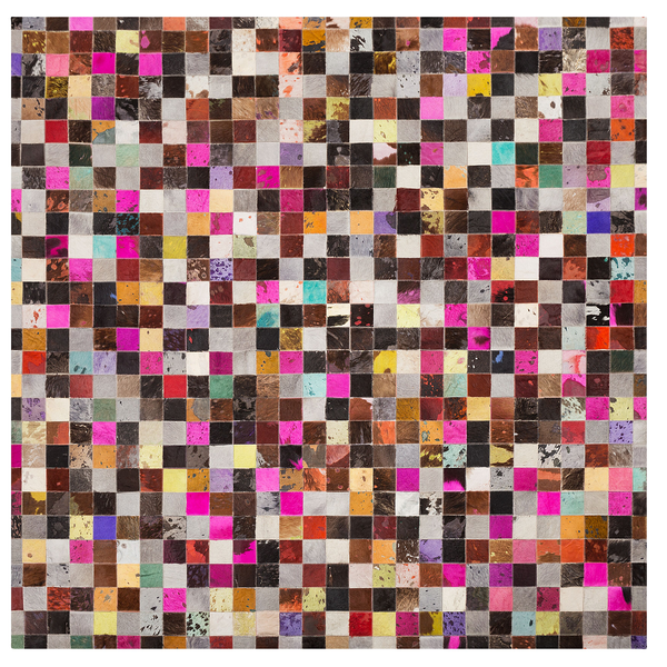 Teppich ENNE Bunt 200 x 200 cm Echtleder