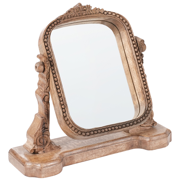 Dekorativer Spiegel mit Holzrahmen für den Tisch