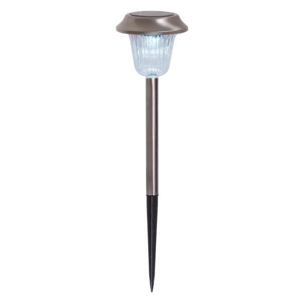6er Set LED Außenleuchte Gustav mit Erdspieß, Edelstahl und Acryl, mit fest verbauten LEDs in kaltweiß, 39 cm hoch