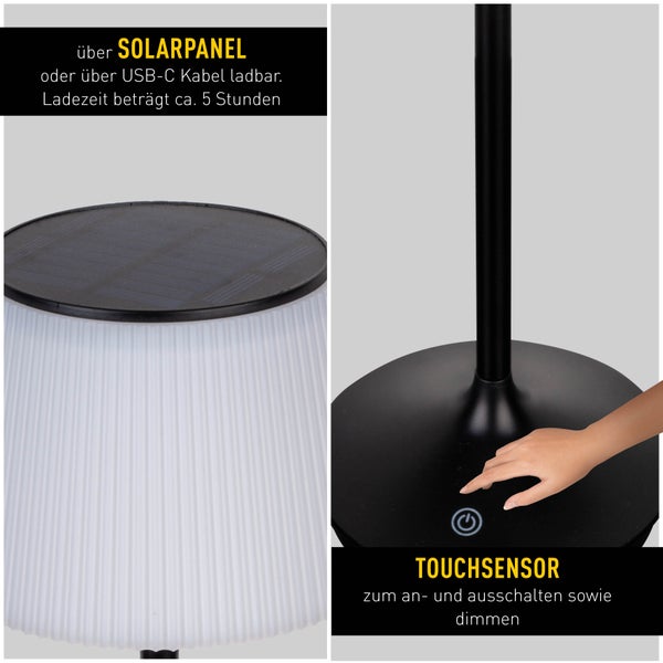 LED Leuchte EMMI für Außen und Innen, Tischlampe aus Metall und Kunststoff , mit fest verbauten LEDs, LED Tischlampe für Balkon, Terrasse, Garten, Wohnzimmer, Wintergarten, ca. 38 cm hoch