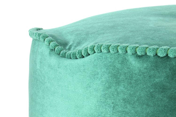 Pouf Hocker samtweich, verziert Grün Rund Ø 45 cm