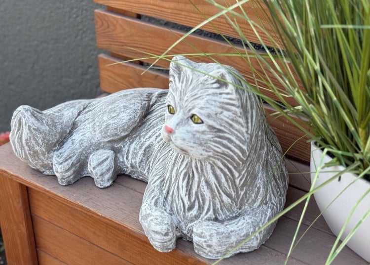 Dekorative Katzenfigur aus Stein für den Garten oder Innenbereich