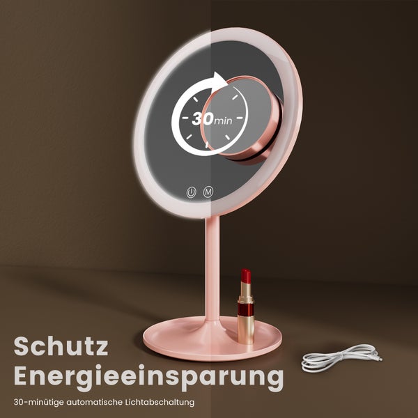 Kosmetikspiegel mit energiesparender 30-Minuten-Abschaltautomatik