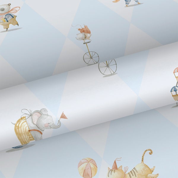 Tapetenrolle mit Tiermotiven im Zirkusstil