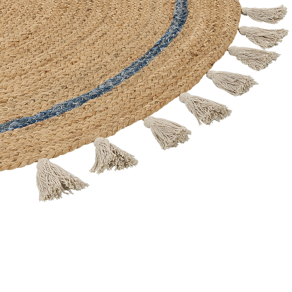 Teppich OBAKOY Blau ø 140 cm Jute