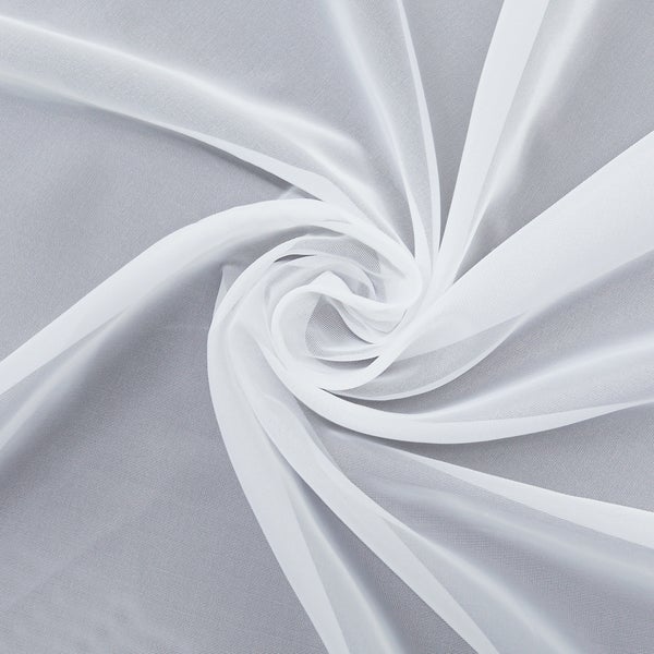 Weißer, transparenter Gardinenstoff, drapiert in einer Spirale