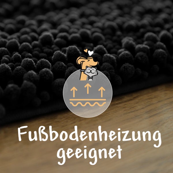 Teppich mit weicher Oberflaechenstruktur geeignet fuer Fussbodenheizung.