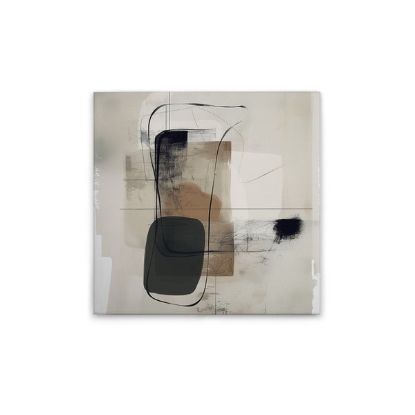 Abstraktes Wandbild mit geometrischen Formen und Linien