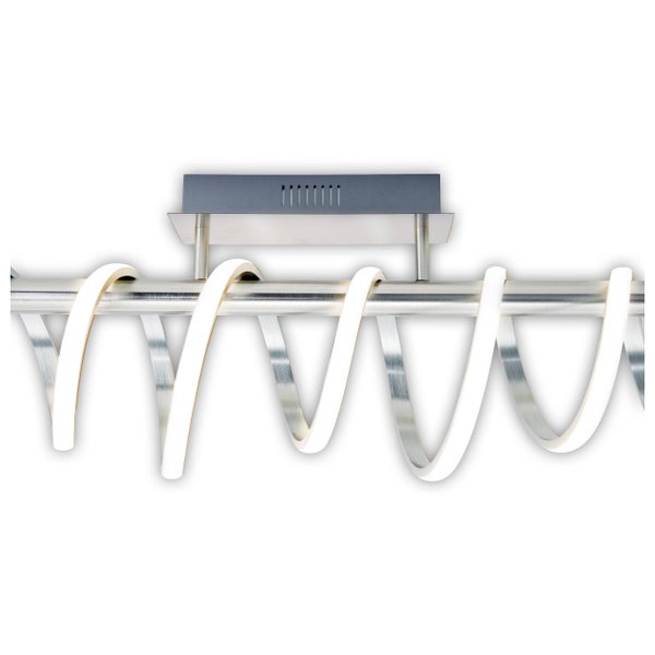 LED Deckenleuchte BELLEZA, moderne Deckenlampe aus Metall und Kunststoff in Nickel matt und  Weiß, mit fest verbauten LEDs, 100cm lang. Die ideale Beleuchtung für Wohnzimmer, Esszimmer oder Küche.