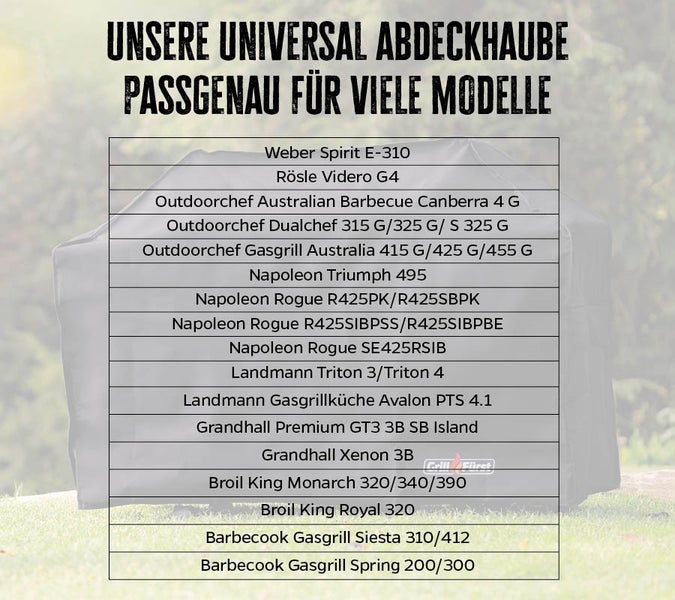 Grillfürst Abdeckhaube / Schutzhülle 141 x 66 x 123 cm Monarch 390, 340, 320 / Videro G4 / Triton 4, Triton 3 / Rogue 425, Rogue 425 SE, Rogue 365 / Dualchef 315 G, 325 G, S 325 G / Australia 415 G, 425 G, 455 G, Napoleon Triumph 495