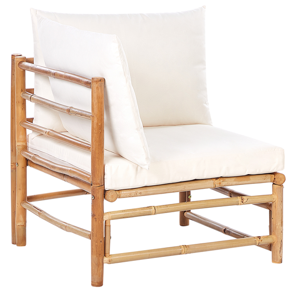 Lounge Set mit Tisch 5-Sitzer CERRETO Bambusholz Cremeweiß